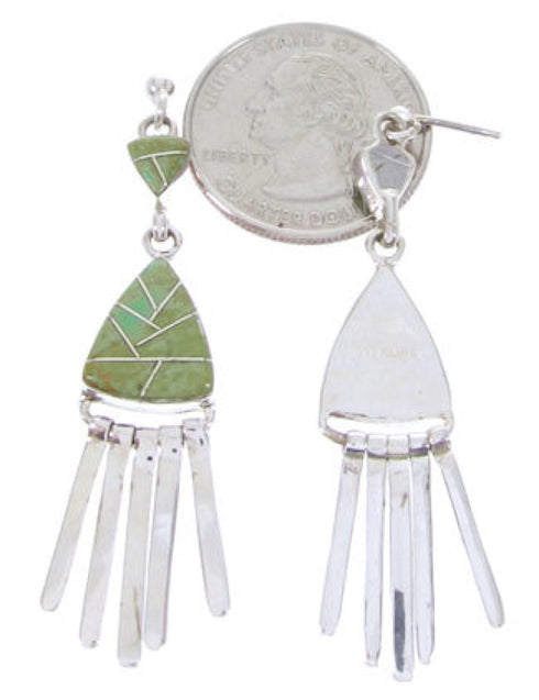 Southwestern Turquoise Sterling Silver Post Dangle Earrings AW68494